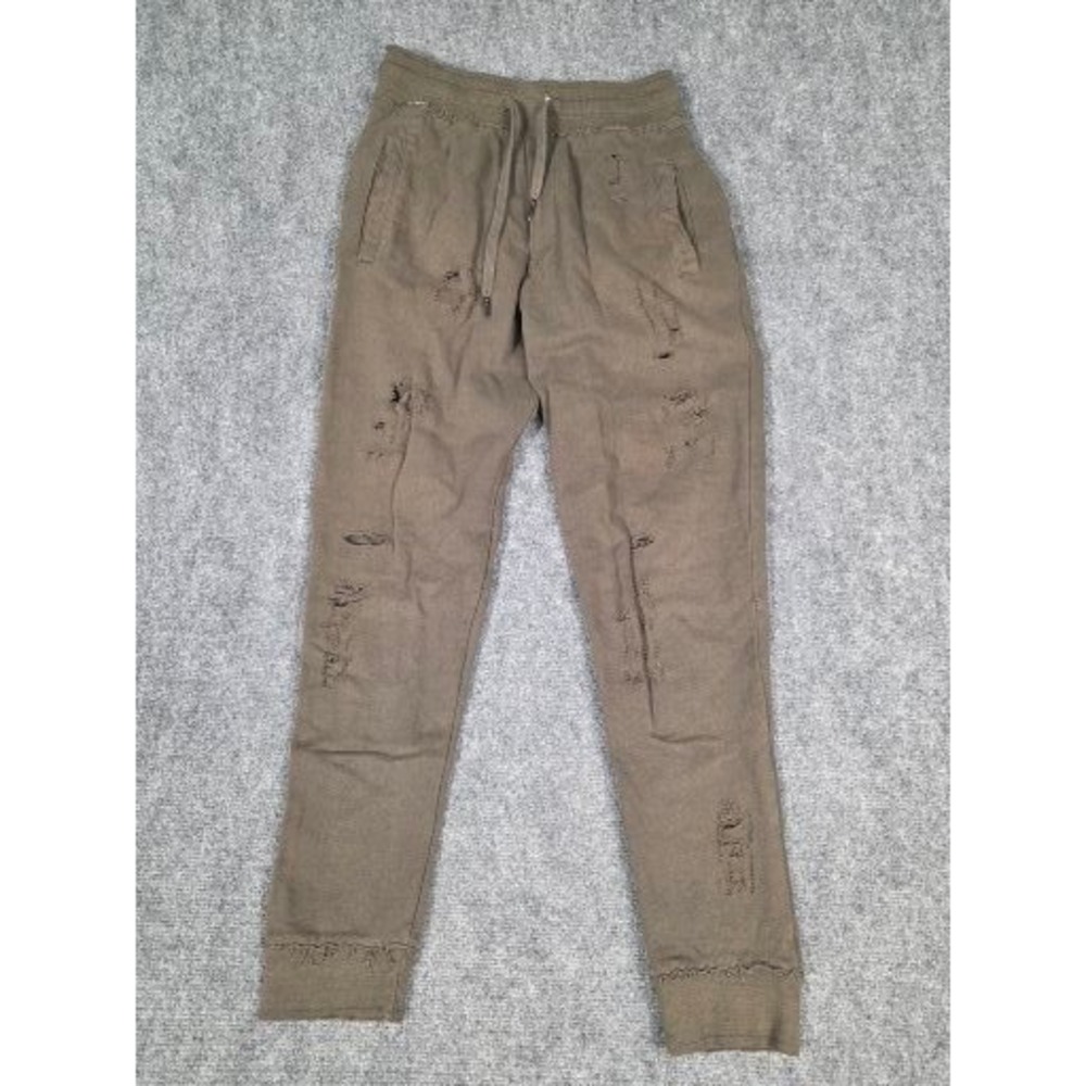 Zara Man Olive Green Distressed Cotton Jogger Pant Ripped Streetwear‎ Slim Fit M
